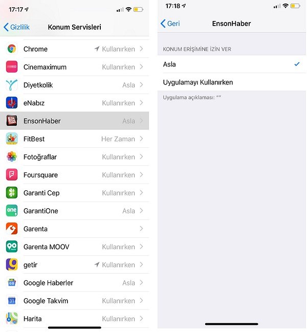 Uygulamaların konumunuzu izlemesi nasıl engellenir