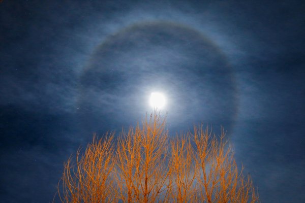 a Van'da ayın etrafında 'hale' oluştu