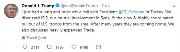 Erdoğan ile Trump Suriye'yi görüştü