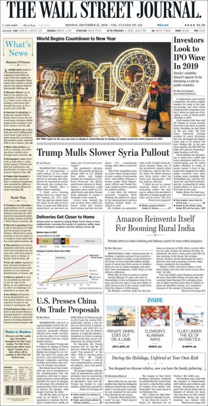 2018’in son gününde dünya manşetleri