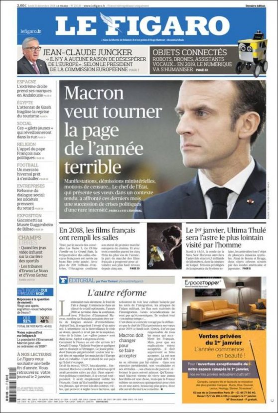 2018’in son gününde dünya manşetleri