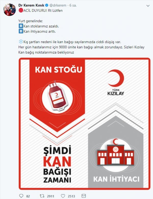 Türk Kızılayı’ndan acil kan bağışı çağrısı