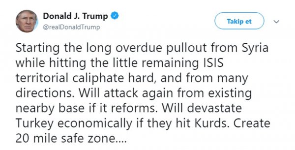 Trump'tan Türkiye'ye Suriye tehdidi