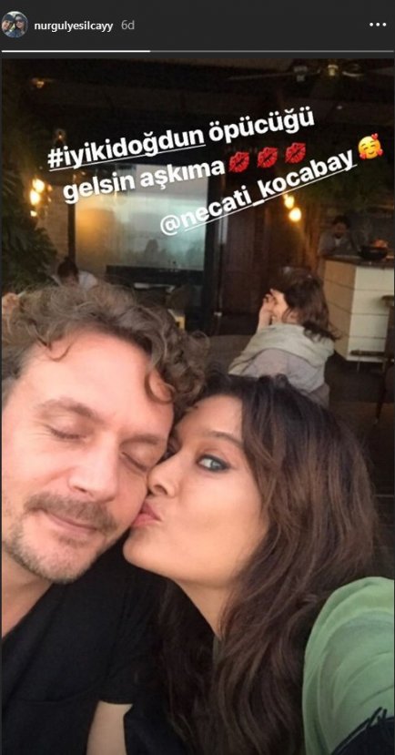 Nurgül Yeşilçay aşkını öpücüklere boğdu
