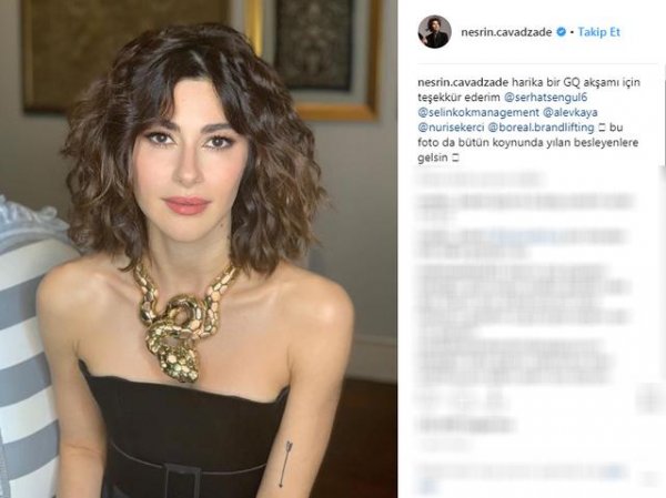 Nesrin Cavadzade'den yılan paylaşımı