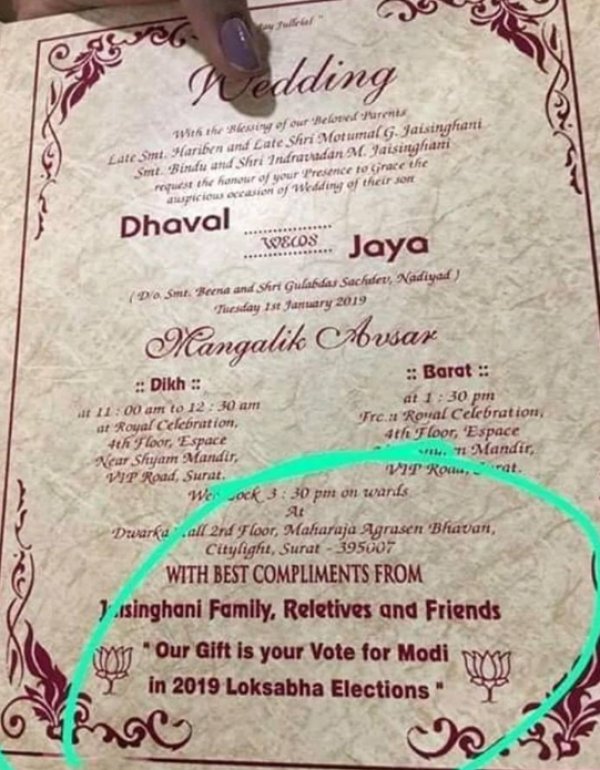 Hint düğününde Modi'ye 'oy' çağrısı