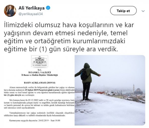 İstanbul'da okullar tatil