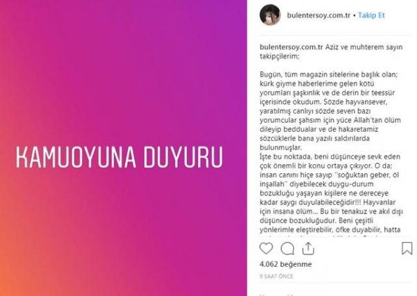 Bülent Ersoy hayvanseverlere cevap verdi