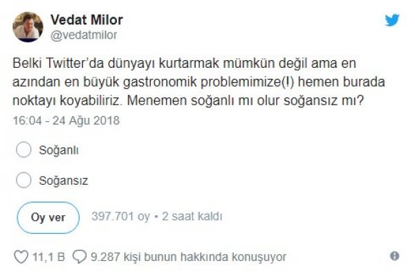 Amerikalılar menemen 'soğanlı olur' dedi