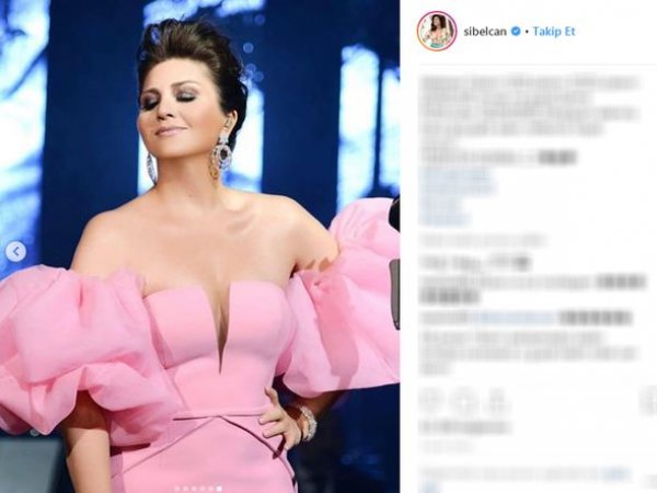 Sibel Can pembe elbisesiyle hayranlarını büyüledi