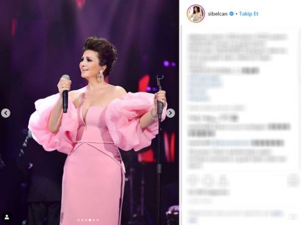 Sibel Can pembe elbisesiyle hayranlarını büyüledi