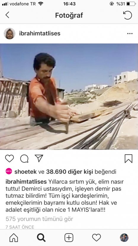 İbrahim Tatlıses'ten 1 Mayıs paylaşımı