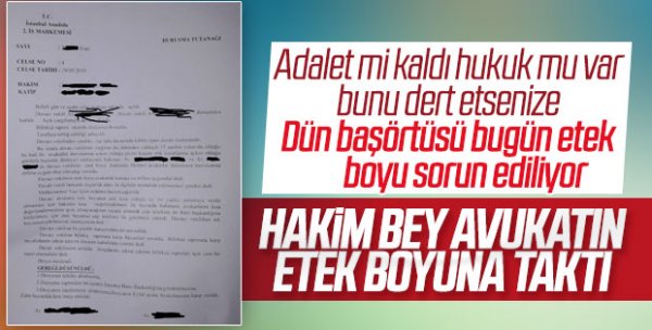 Kadın avukatın etek boyuna karışan hakime etekli protesto