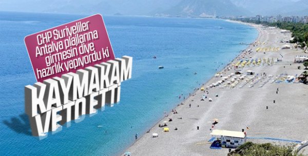 Denize girmeleri engellenen Suriyeliler tepki gösterdi