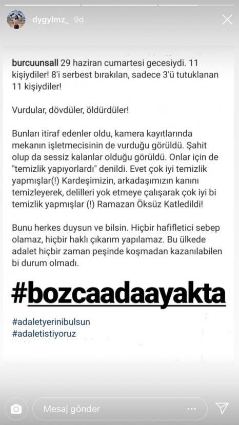 Bozcaada, Ramazan Öksüz cinayeti için ayakta