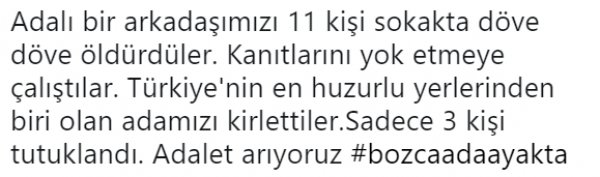 Bozcaada, Ramazan Öksüz cinayeti için ayakta