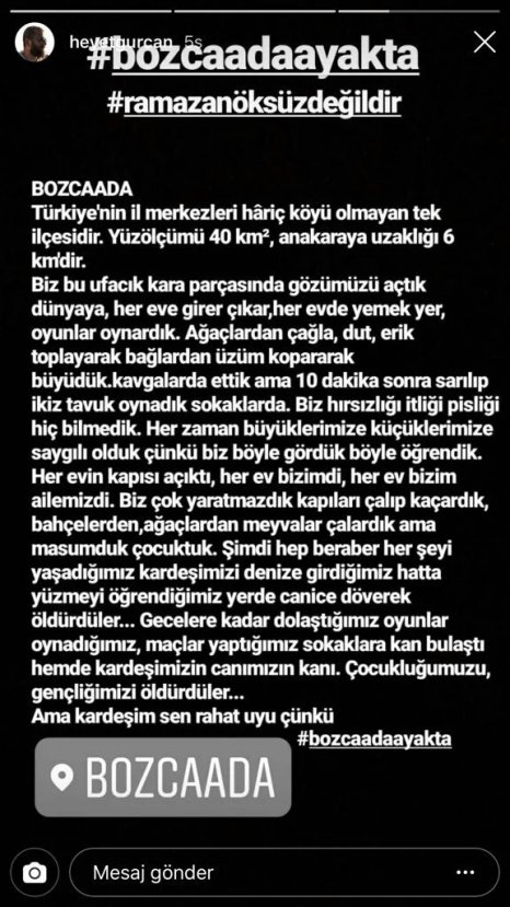 Bozcaada, Ramazan Öksüz cinayeti için ayakta