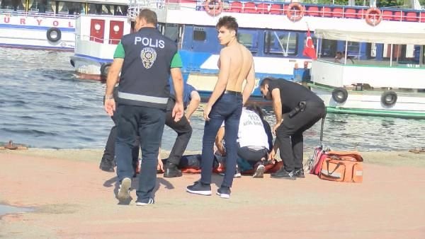 Köprüden atlayan kadını kurtarma anı kamerada