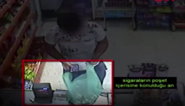 i Gaziantep'te sigara hırsızlığı kamerada