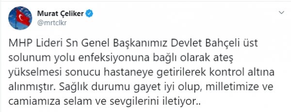 Devlet Bahçeli'nin sağlık durumuyla ilgili son açıklama