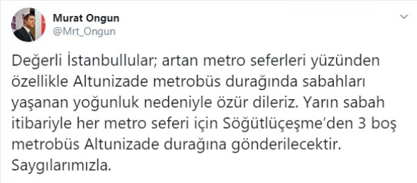 İBB, Altunizade metrobüs durağı için boş araç kaldıracak