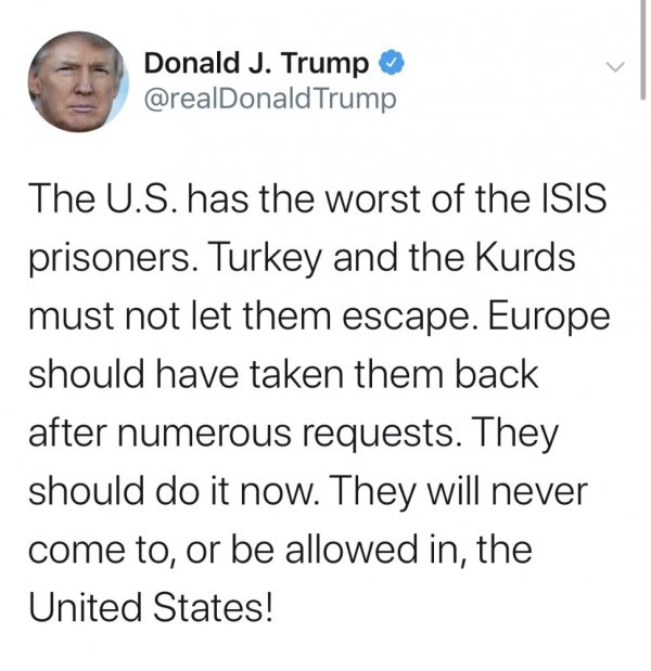 Trump: Avrupa DEAŞ militanlarını geri almalı
