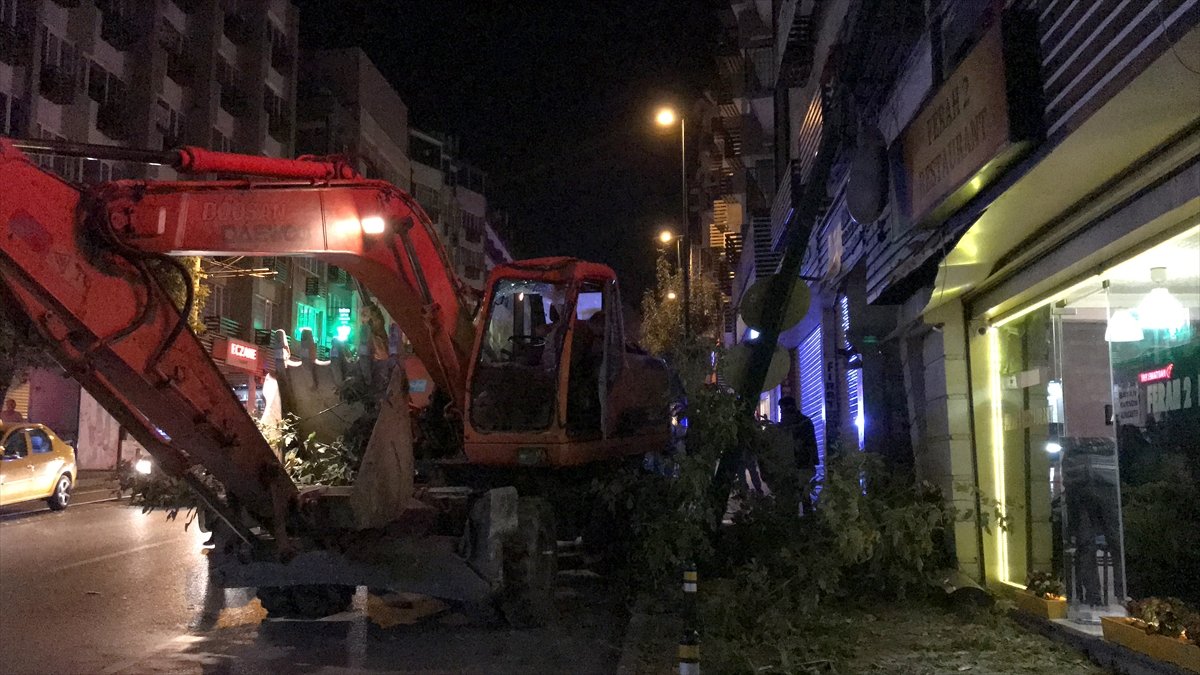 Bursa'da freni boşalan iş makinesi direğe çarparak durdu