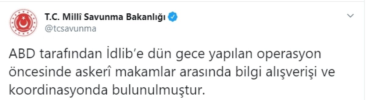 ABD, Bağdadi operasyonunu Türkiye'ye haber verdi