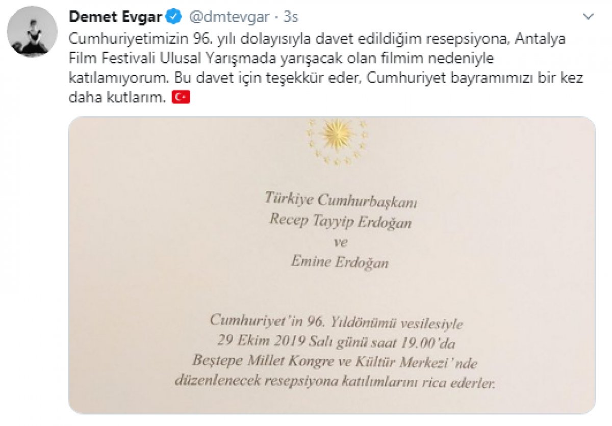 Demet Evgar, Beştepe'nin davetini geri çevirdi