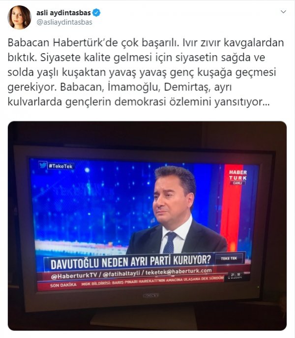 Aslı Aydıntaşbaş, Ali Babacan'ı gazlıyor