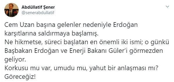 Cem Uzan, Ali Babacan ve Abdüllatif Şener'i suçladı