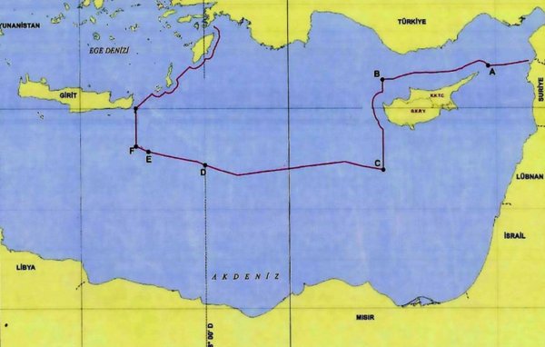 Doğu Akdeniz'deki yeni kıta sahanlığı haritası