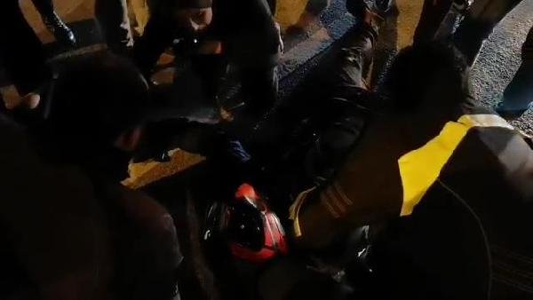 Kartal'da motosiklet sürücüsü kaza yaptı