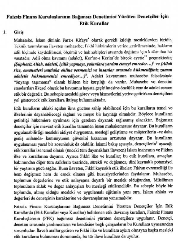 Faizsiz finans denetim standartları belirlendi
