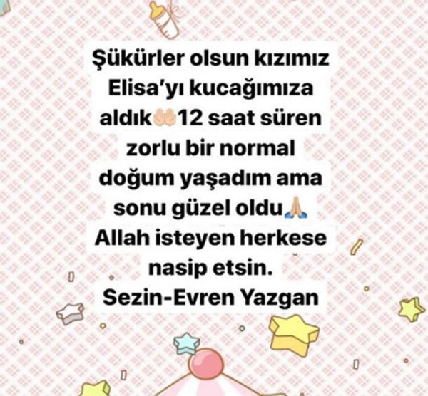 Mehmet Ali Erbil'in kızı Sezin doğurdu