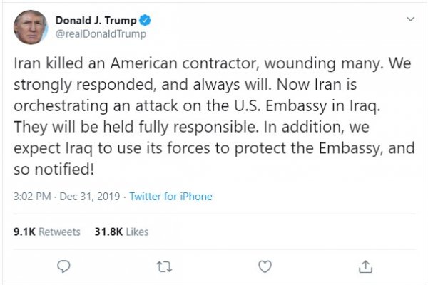 Donald Trump: Irak'taki saldırıyı İran yaptı