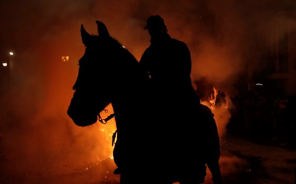 Atlar, kötülüklerden arındırılmak için ateş üzerinde yürütüldü