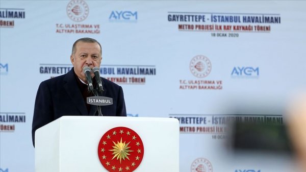 a Erdoğan, havalimanı metrosu için ilk kaynak töreninde