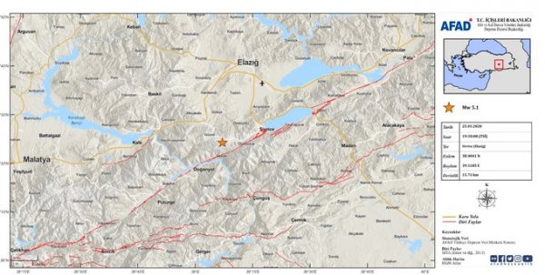 Elazığ'da 5.1 şiddetinde artçı sarsıntı meydana geldi