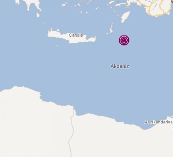 Akdeniz'de 5.5 büyüklüğünde deprem
