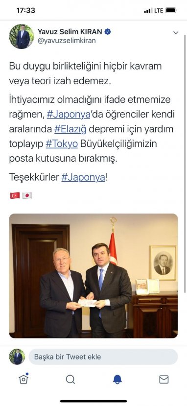 i Japon öğrenciler Elazığ için para topladı