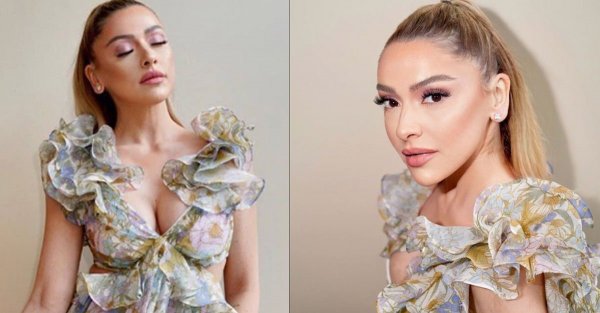 Hadise çiçekli elbisesiyle poz verdi