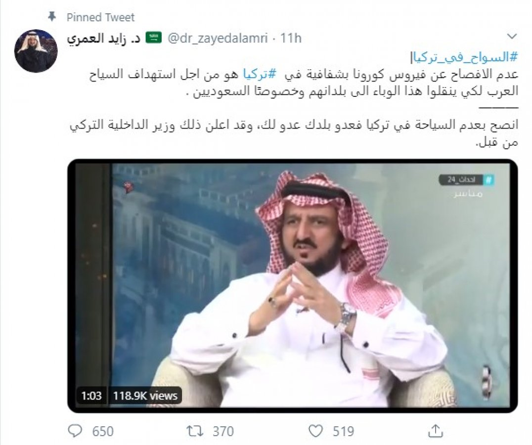 Suudi kanalı koronavirüs salgınında Türkiye’yi suçladı