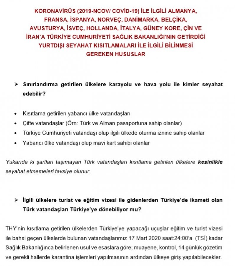 Yurt dışı seyahat kısıtlamasıyla ilgili merak edilenler