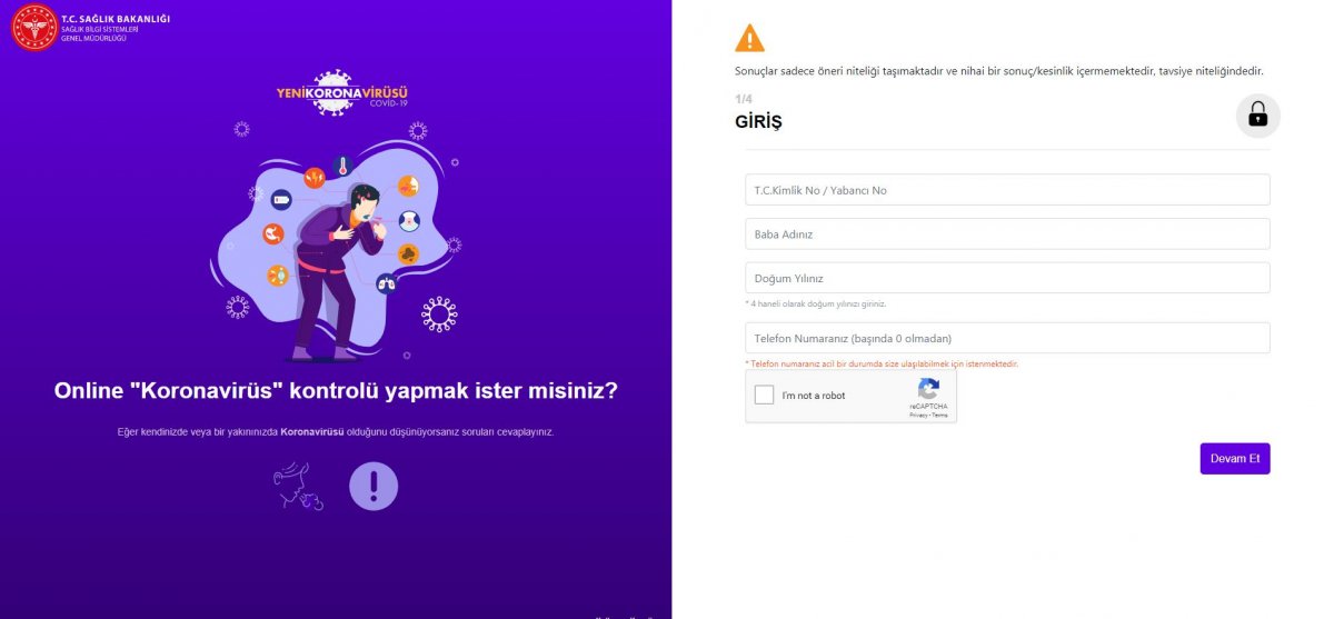 Sağlık Bakanlığı'ndan online koronavirüs testi