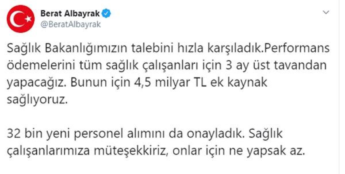 Sağlıkçıların performans ödemeleri 3 ay tavan fiyattan