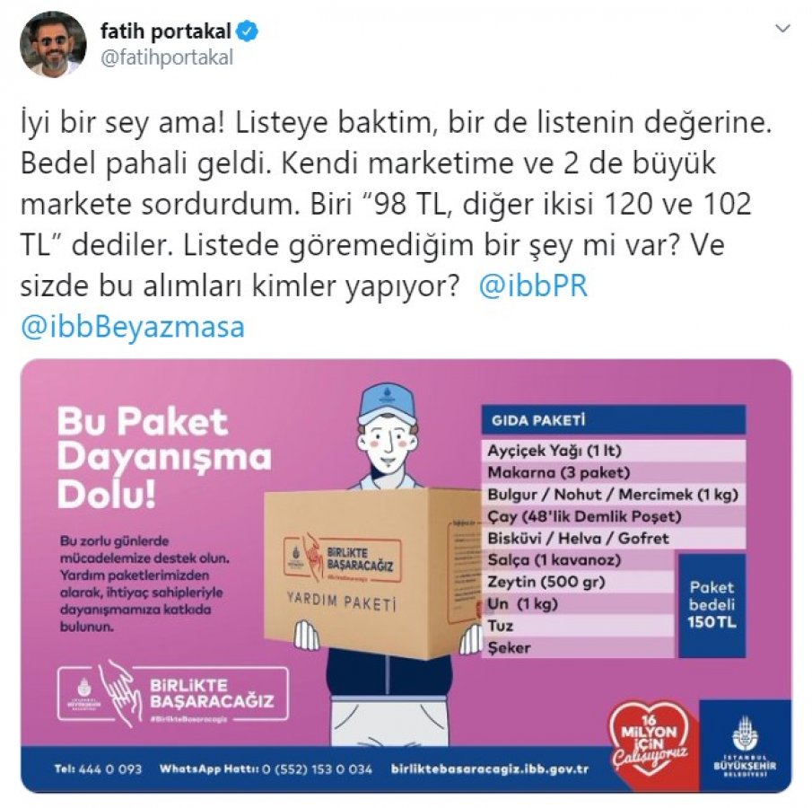 Portakal'dan İBB'nin yardım paketine eleştiri