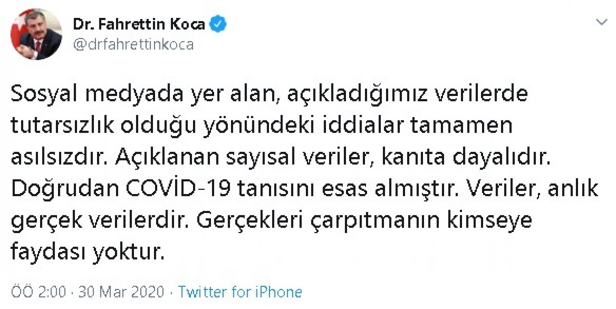 Sağlık Bakanı Koca: Veriler, anlık gerçek verilerdir