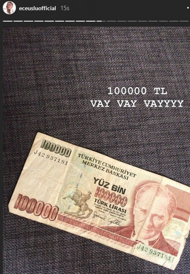 Ece Uslu, paralarını gösterdi