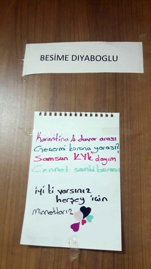 Karantinadaki gençlerden görevlilere 'teşekkür' notu
